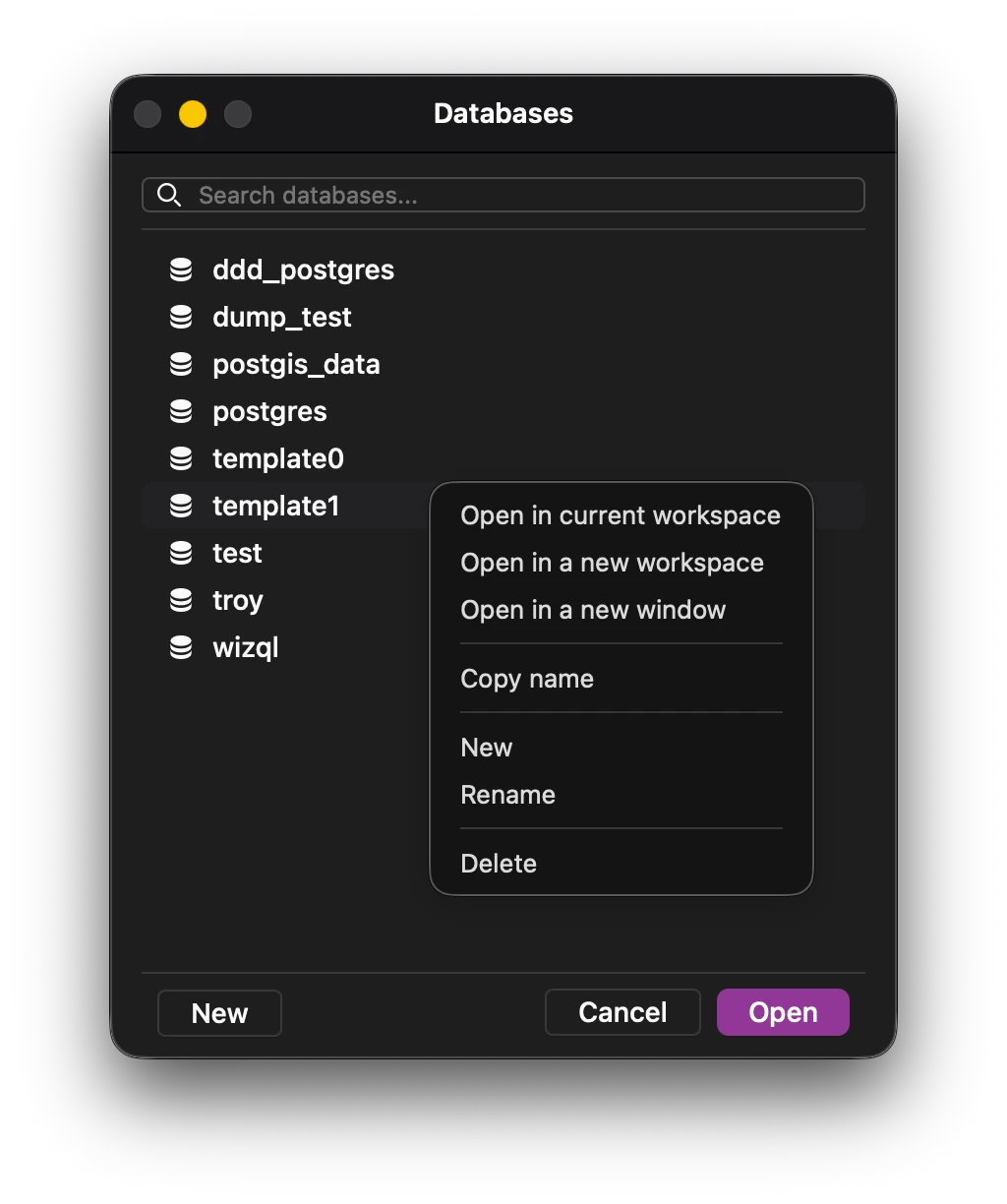 database-context-menu
